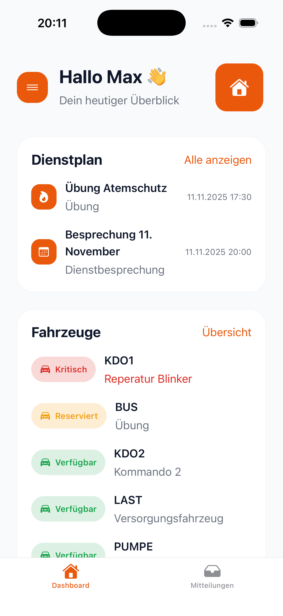 Flarely Dashboard Übersicht